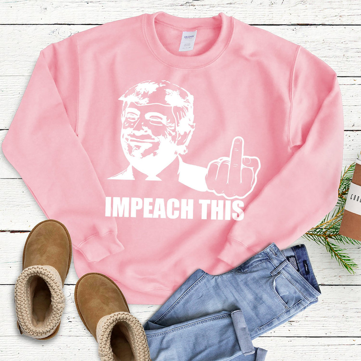 Trump Impeach This Middle Finger - Long Sleeve Heavy Crewneck Sweatshirt