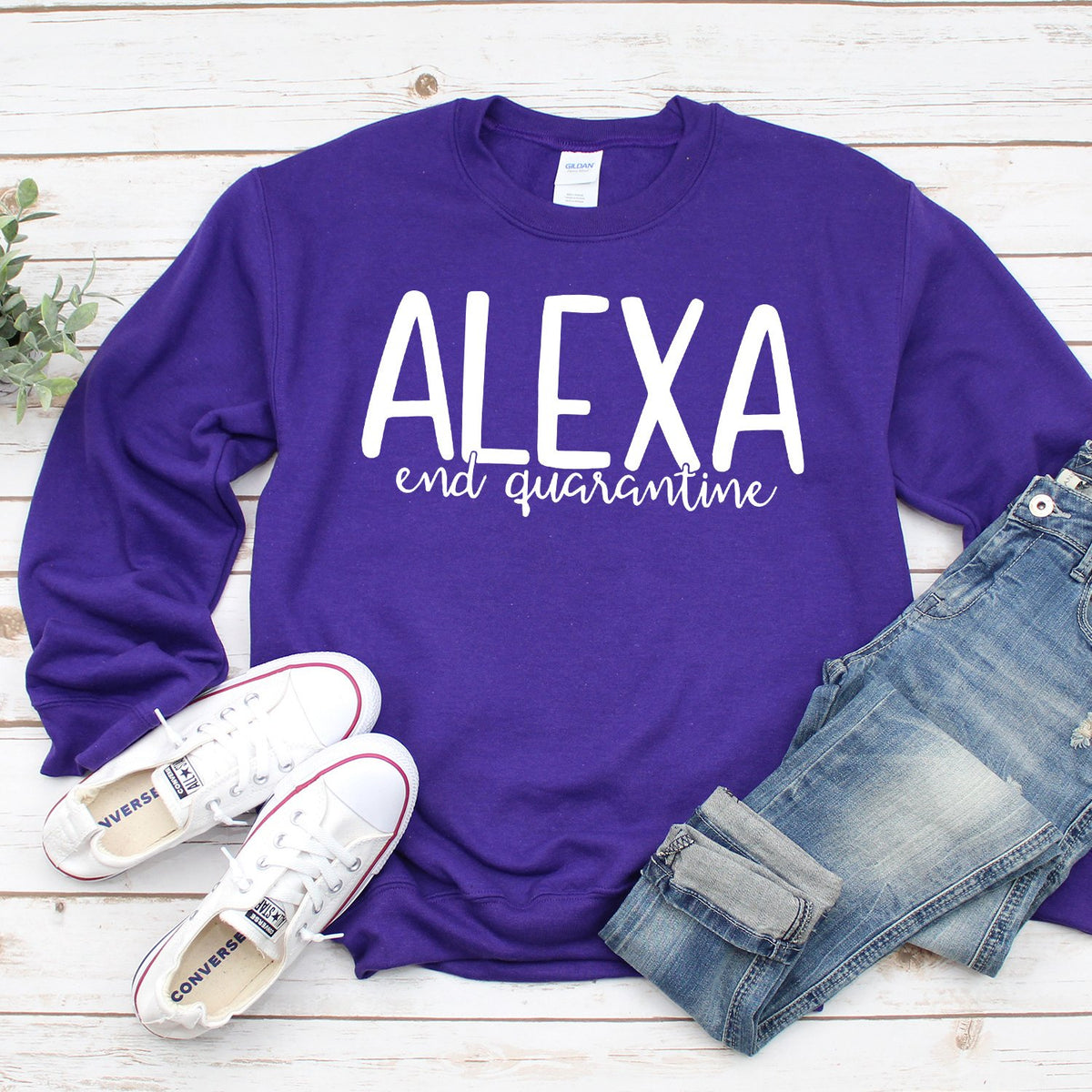 Alexa End Quarantine - Long Sleeve Heavy Crewneck Sweatshirt