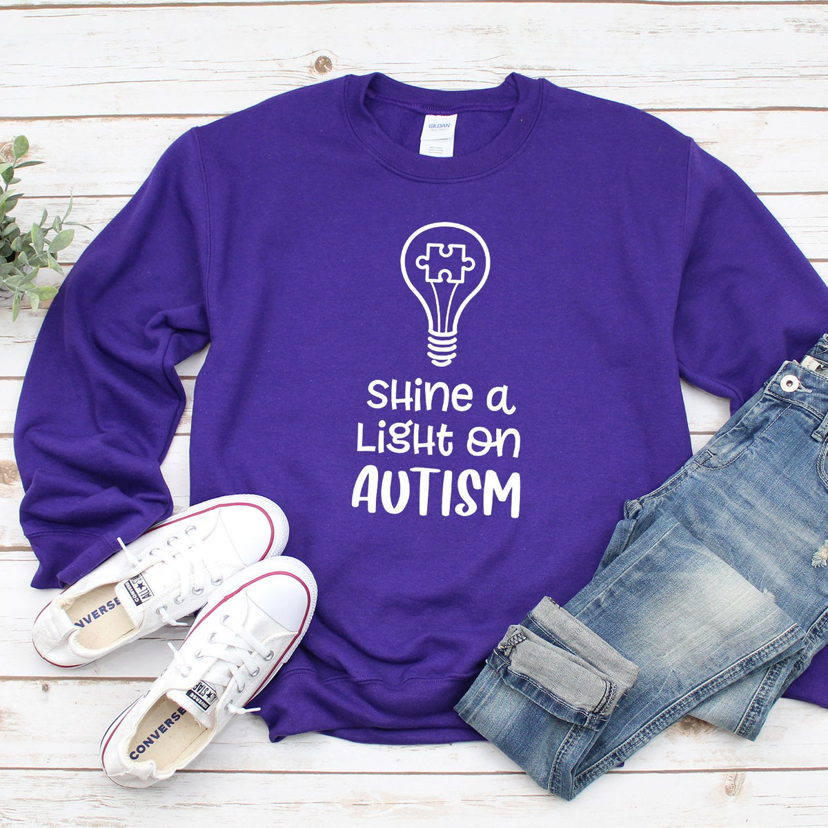 Shine A Light on Autism - Long Sleeve Heavy Crewneck Sweatshirt