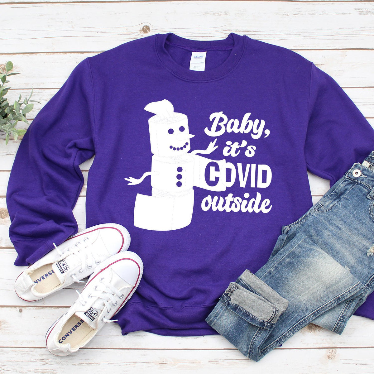 Baby It&#39;s Covid Outside - Long Sleeve Heavy Crewneck Sweatshirt