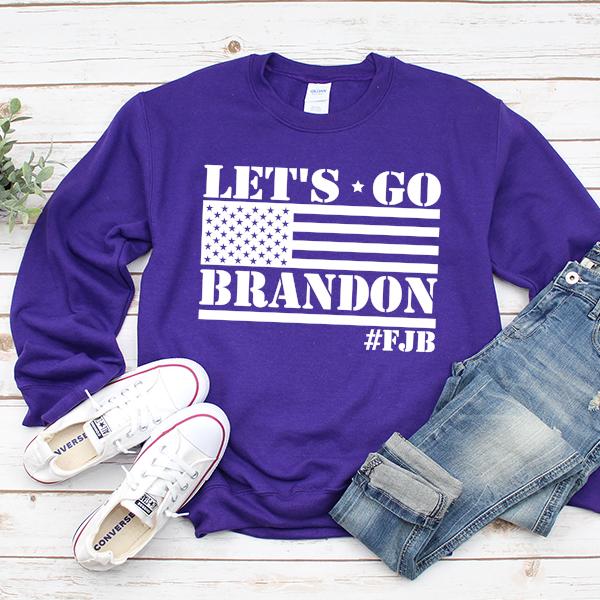 Let&#39;s Go Brandon American Flag - Long Sleeve Heavy Crewneck Sweatshirt