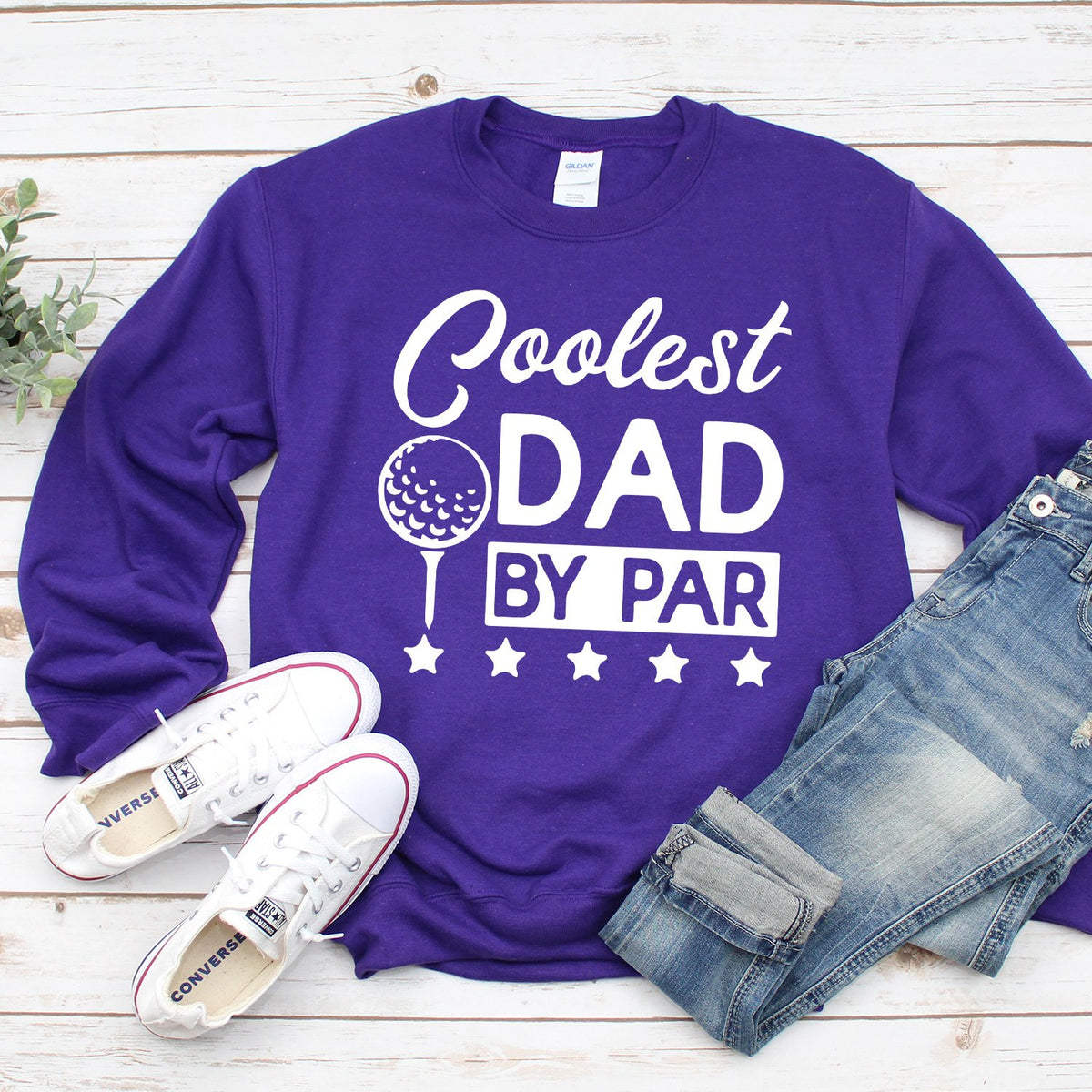 Coolest Dad By Par - Long Sleeve Heavy Crewneck Sweatshirt