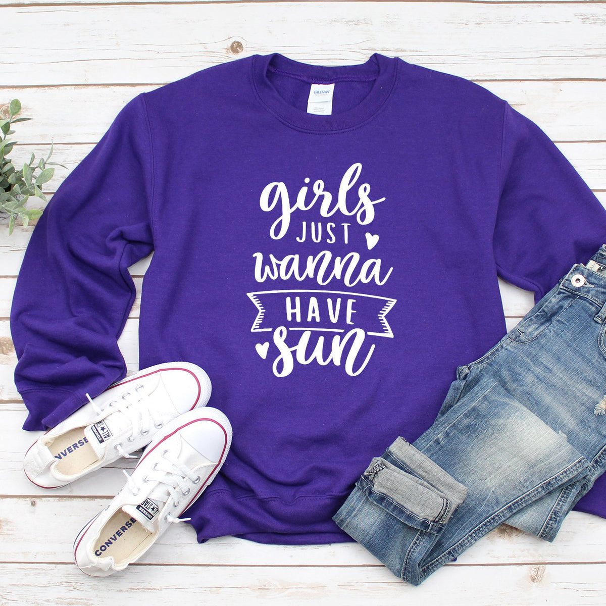 Girls Just Wanna Have Sun - Long Sleeve Heavy Crewneck Sweatshirt