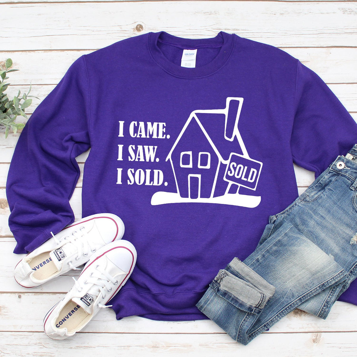 I Came I Saw I Sold - Long Sleeve Heavy Crewneck Sweatshirt