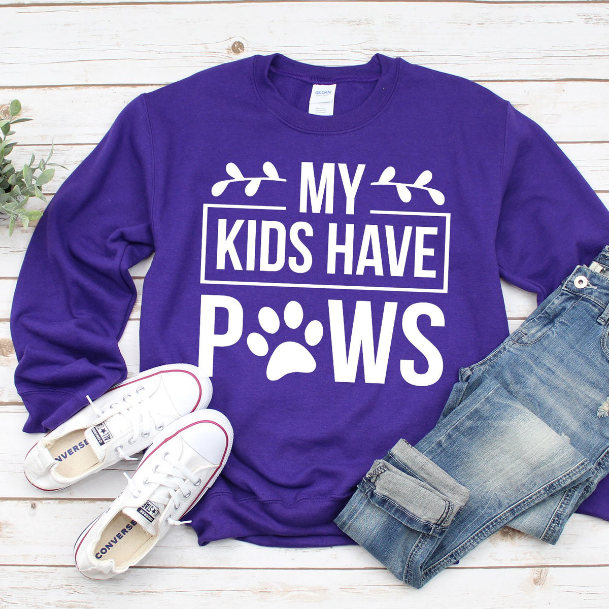 My Kids Have Paws - Long Sleeve Heavy Crewneck Sweatshirt