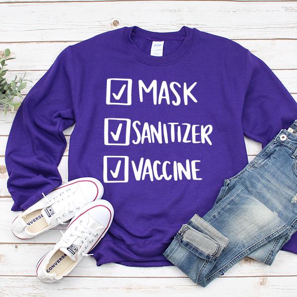 Mask Sanitizer Vaccine Done - Long Sleeve Heavy Crewneck Sweatshirt