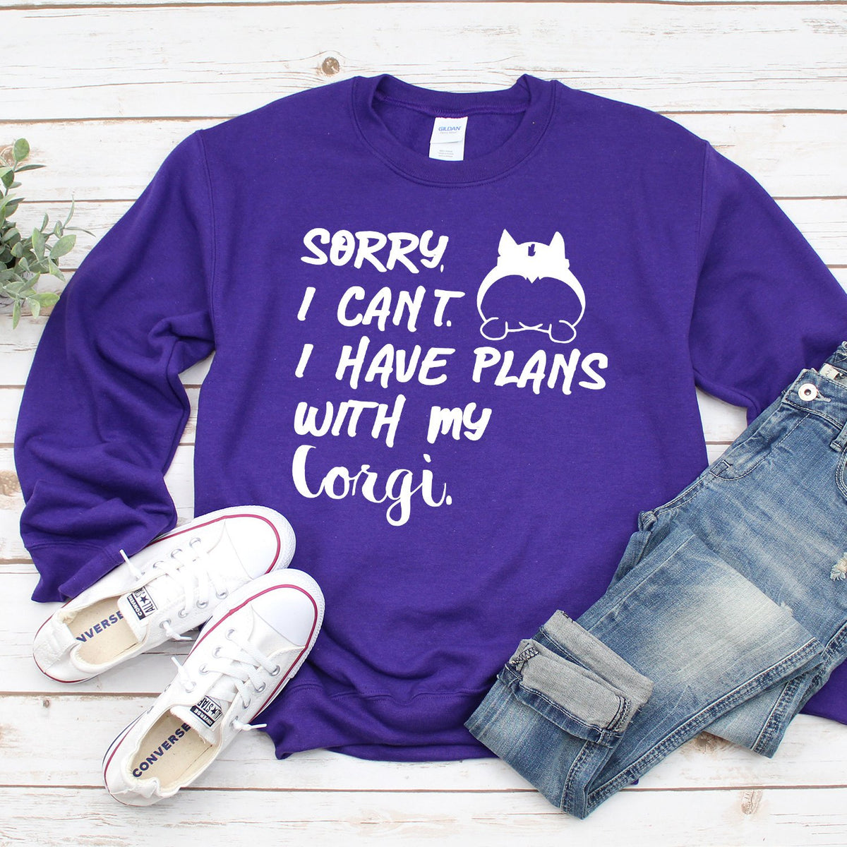 Sorry I Can&#39;t I Have Plans with My Corgi - Long Sleeve Heavy Crewneck Sweatshirt