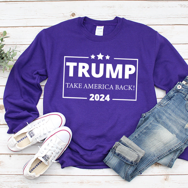 Donald Trump Take America Back 2024 Election - Long Sleeve Heavy Crewneck Sweatshirt