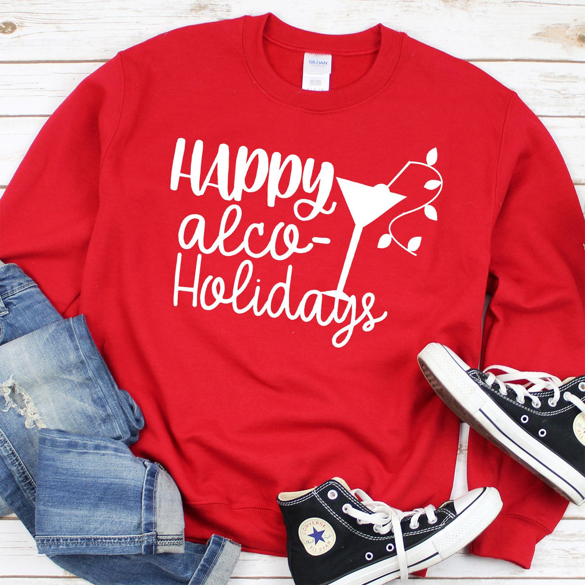 Happy Alco Holidays - Long Sleeve Heavy Crewneck Sweatshirt
