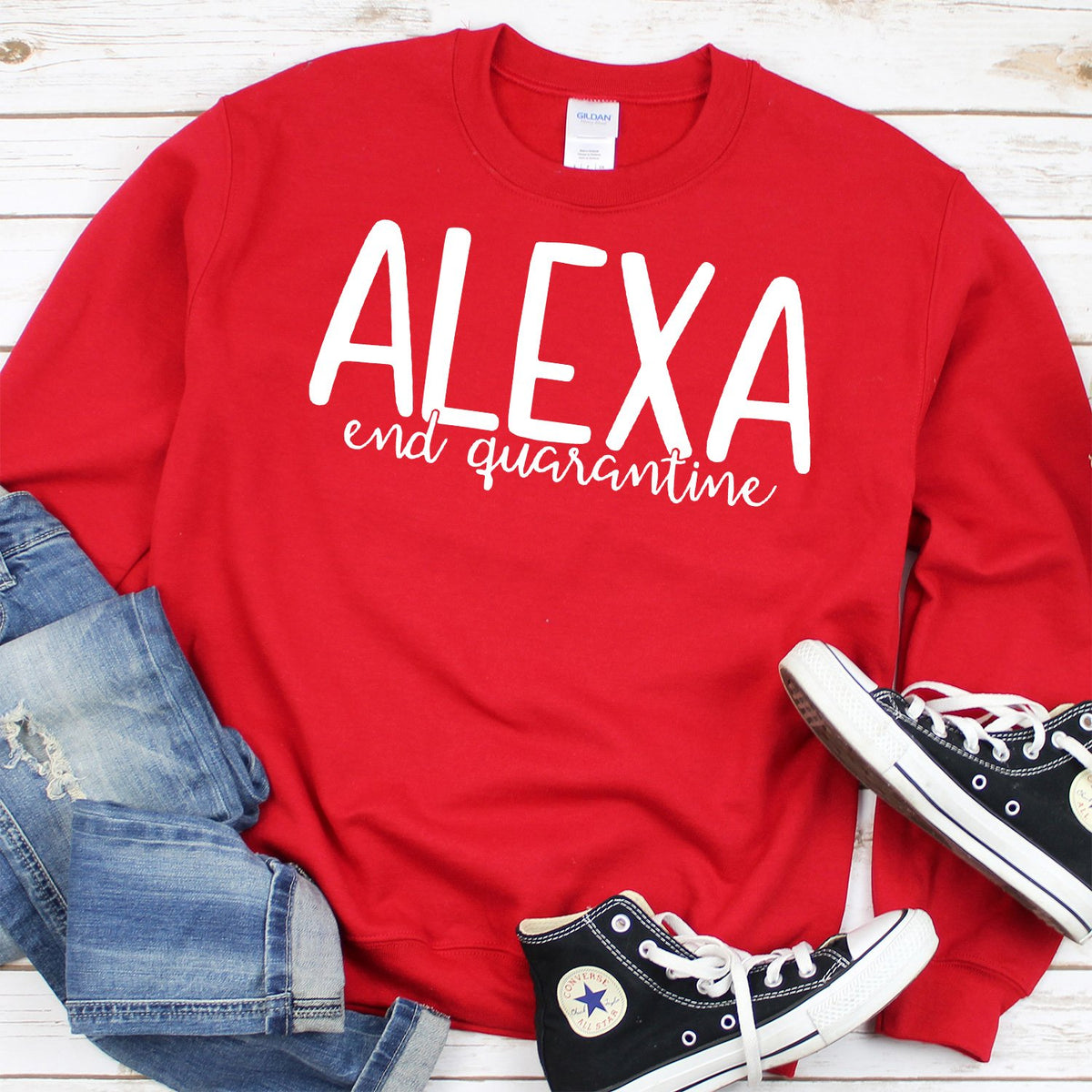Alexa End Quarantine - Long Sleeve Heavy Crewneck Sweatshirt