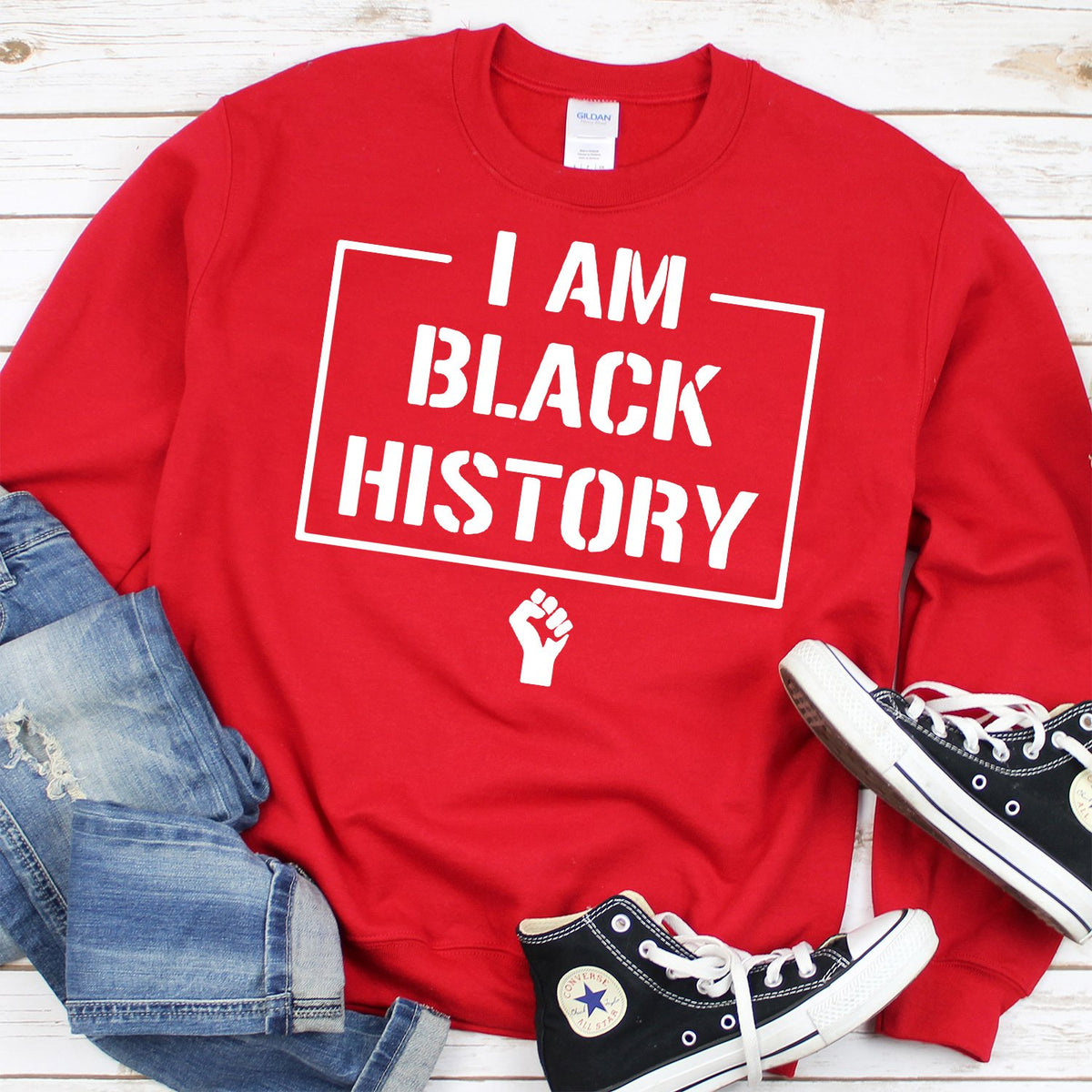 I Am Black History - Long Sleeve Heavy Crewneck Sweatshirt