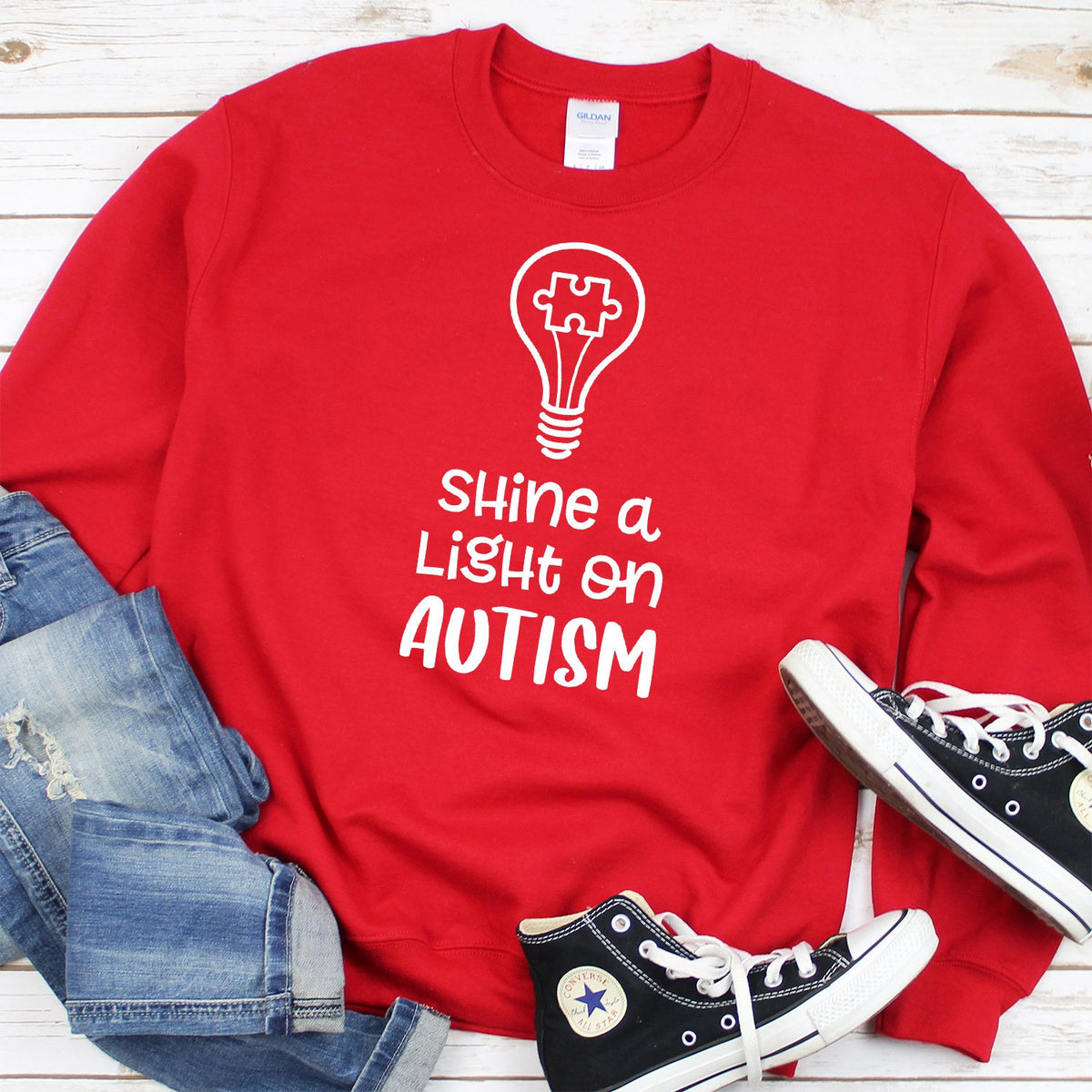 Shine A Light on Autism - Long Sleeve Heavy Crewneck Sweatshirt