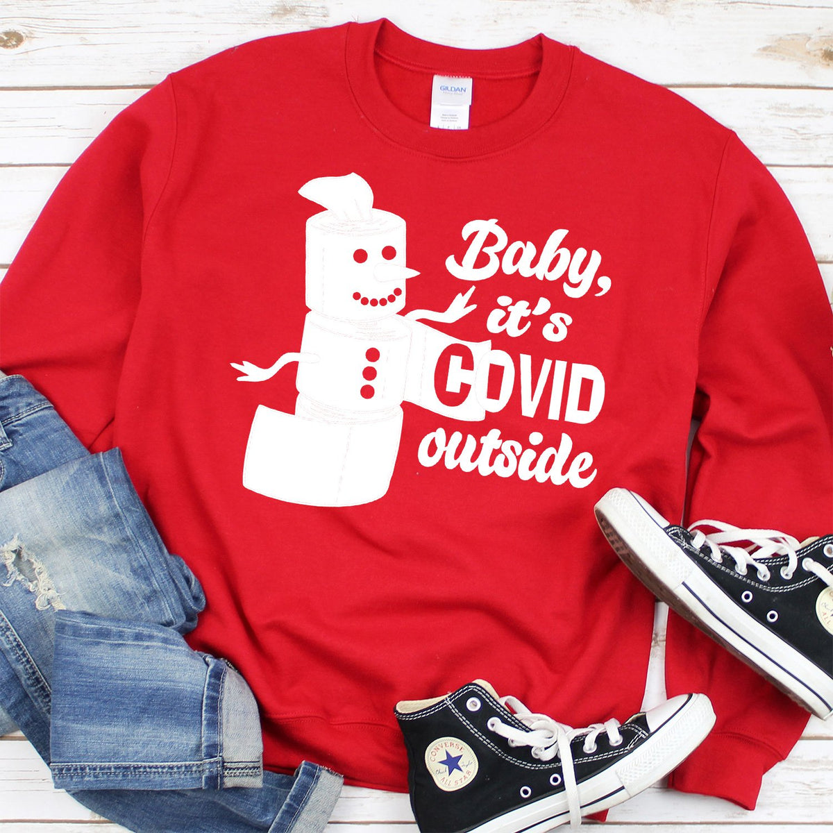 Baby It&#39;s Covid Outside - Long Sleeve Heavy Crewneck Sweatshirt