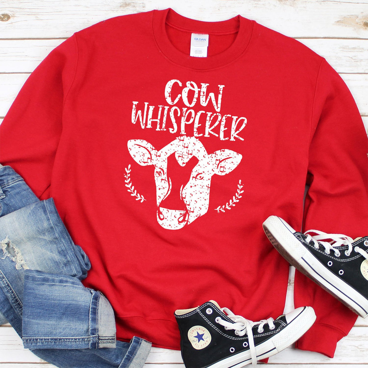 Cow Whisperer - Long Sleeve Heavy Crewneck Sweatshirt