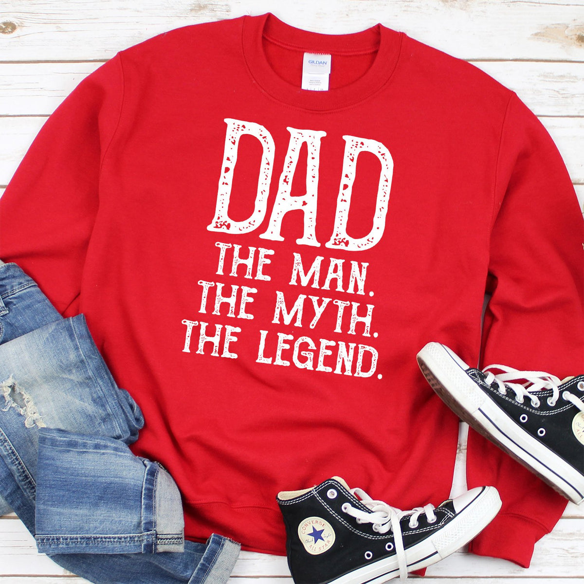 DAD The Man The Myth The Legend - Long Sleeve Heavy Crewneck Sweatshirt