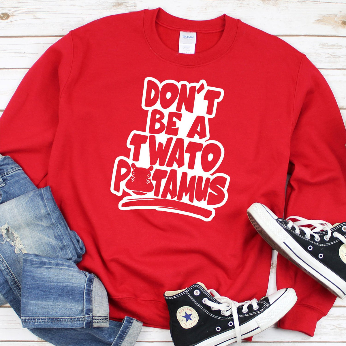 Don&#39;t Be A Twatopotamus - Long Sleeve Heavy Crewneck Sweatshirt