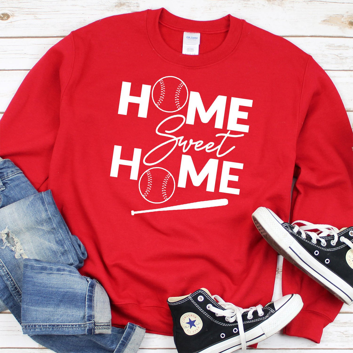 Home Sweet Home Baseball - Long Sleeve Heavy Crewneck Sweatshirt