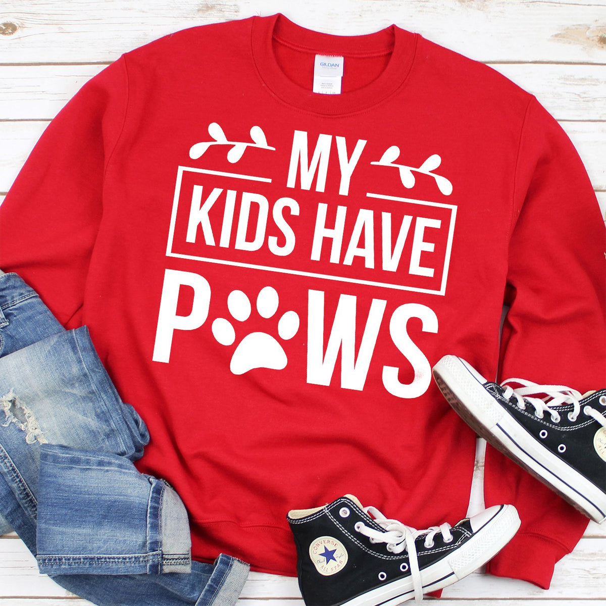 My Kids Have Paws - Long Sleeve Heavy Crewneck Sweatshirt