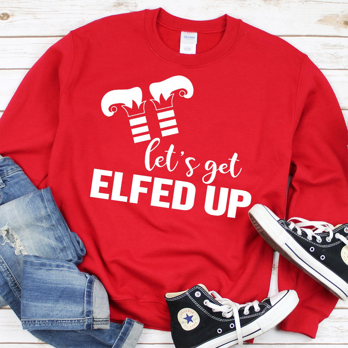 Let&#39;s Get Elfed Up - Long Sleeve Heavy Crewneck Sweatshirt