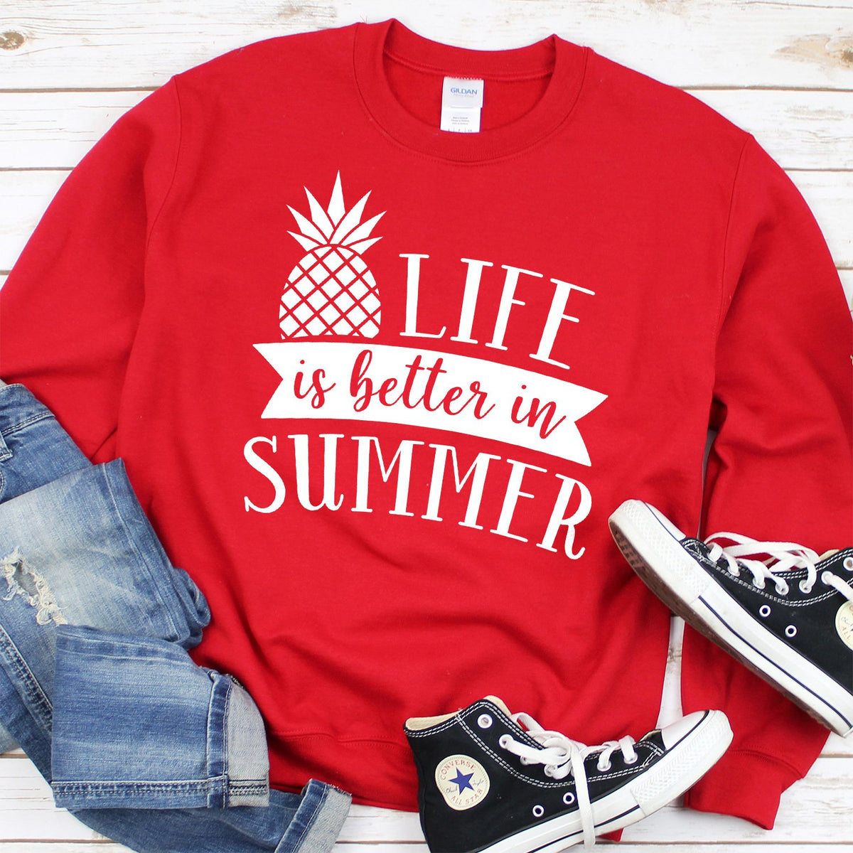 Life is Better in Summer - Long Sleeve Heavy Crewneck Sweatshirt