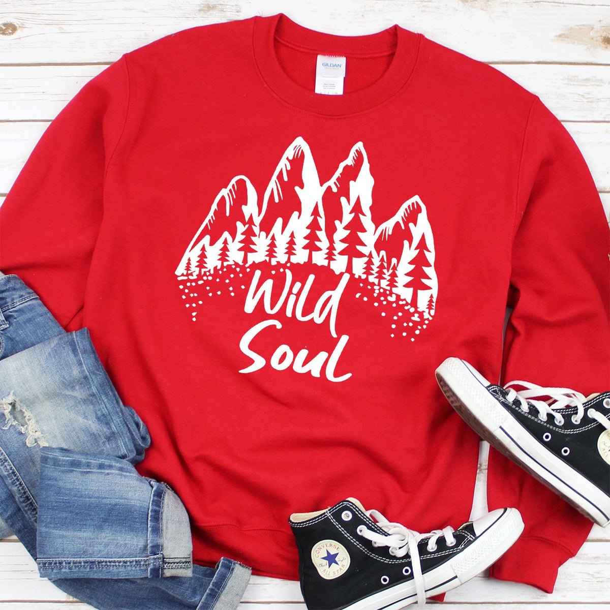 Mountain Wild Soul - Long Sleeve Heavy Crewneck Sweatshirt