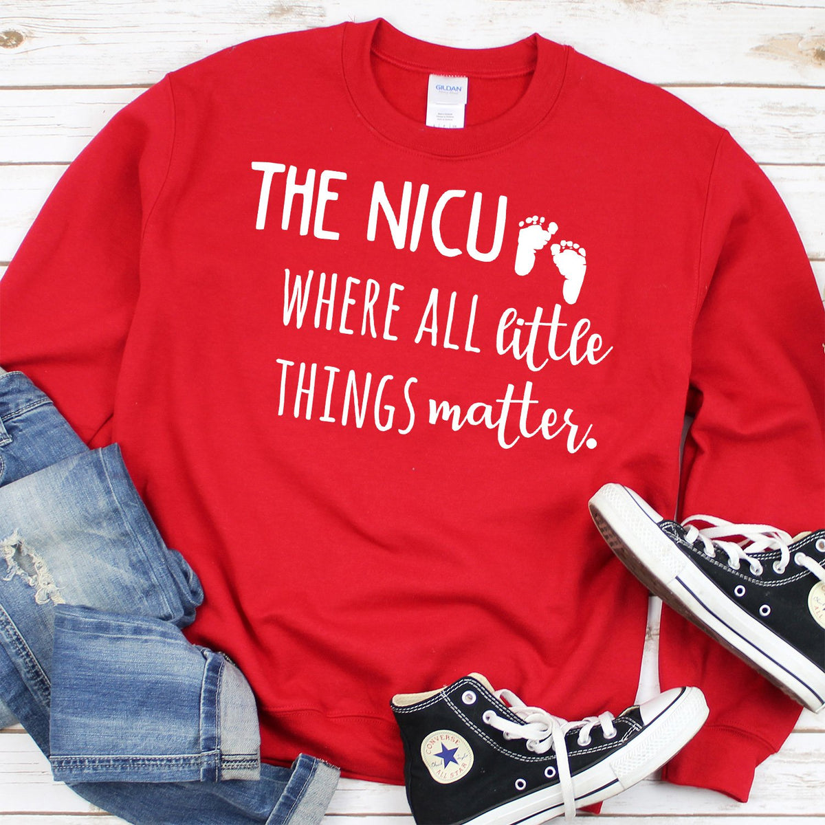 The NICU Where All Little Things Matter - Long Sleeve Heavy Crewneck Sweatshirt