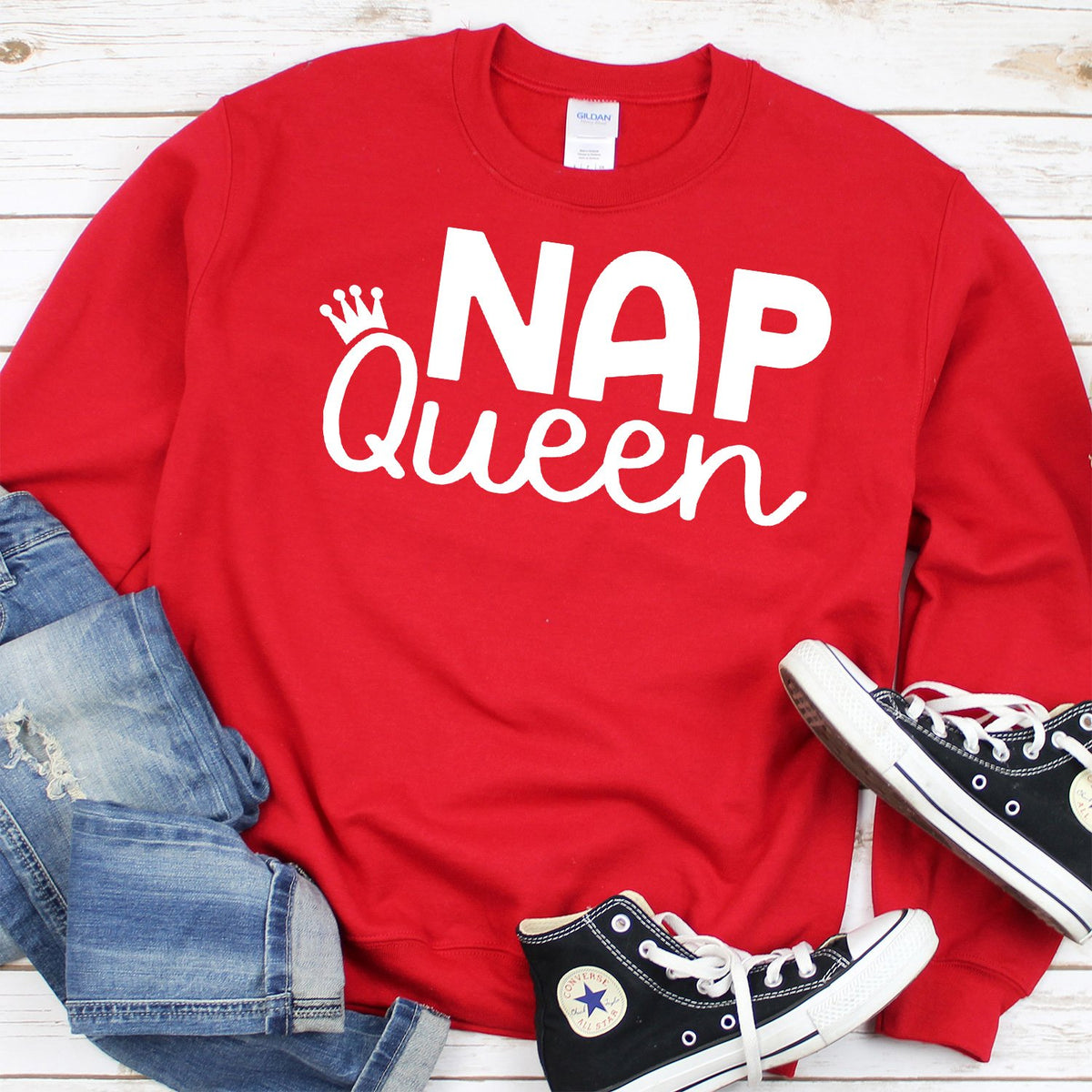 Nap Queen - Long Sleeve Heavy Crewneck Sweatshirt