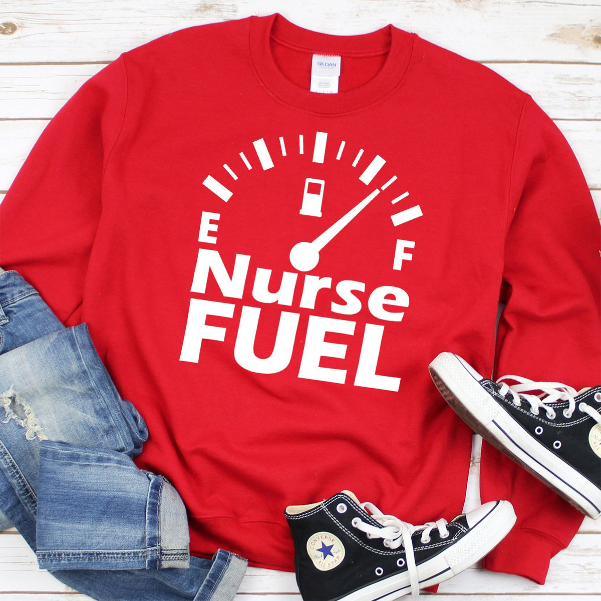 Nurse Fuel - Long Sleeve Heavy Crewneck Sweatshirt