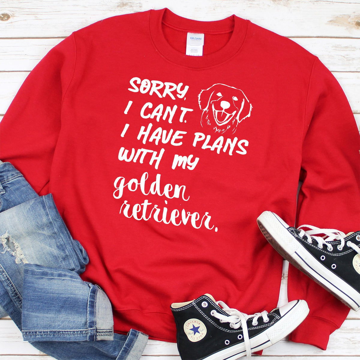 Sorry I Can&#39;t I Have Plans with My Golden Retriever - Long Sleeve Heavy Crewneck Sweatshirt