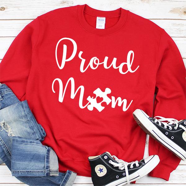 Proud Autism Mom - Long Sleeve Heavy Crewneck Sweatshirt