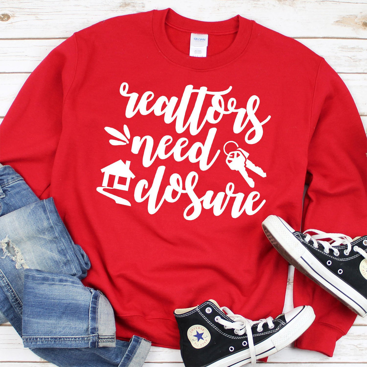 Realtors Need Closure - Long Sleeve Heavy Crewneck Sweatshirt