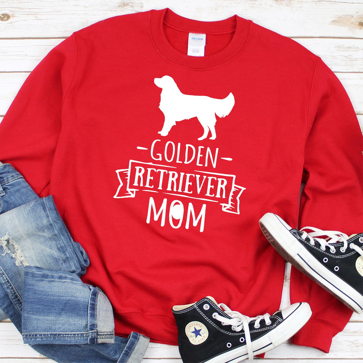 Golden Retriever Mom - Long Sleeve Heavy Crewneck Sweatshirt