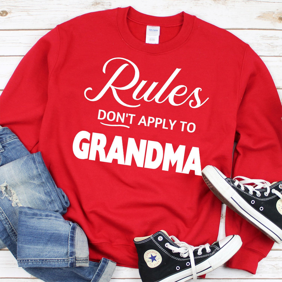 Rules Don&#39;t Apply To Grandma - Long Sleeve Heavy Crewneck Sweatshirt