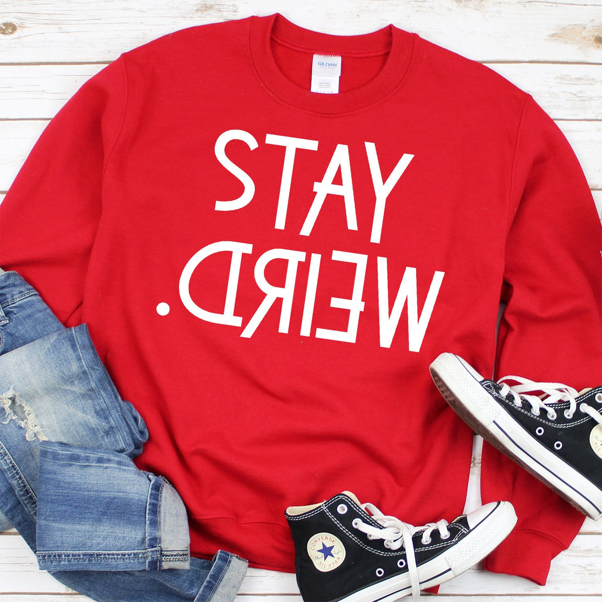 Stay Weird - Long Sleeve Heavy Crewneck Sweatshirt