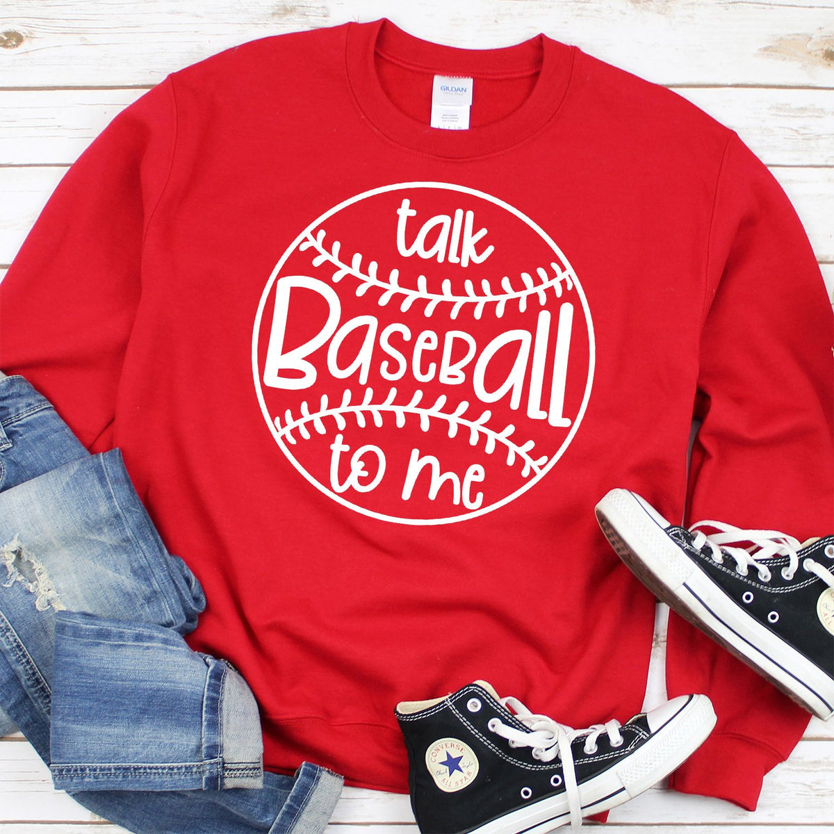 Talk Baseball To Me - Long Sleeve Heavy Crewneck Sweatshirt