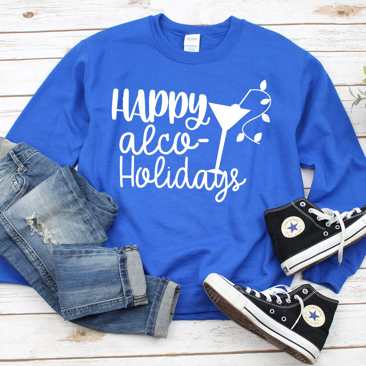 Happy Alco Holidays - Long Sleeve Heavy Crewneck Sweatshirt
