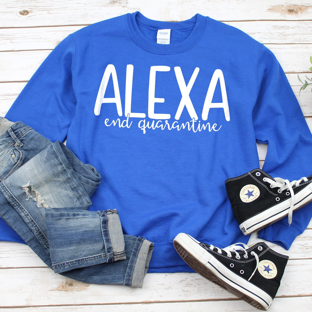 Alexa End Quarantine - Long Sleeve Heavy Crewneck Sweatshirt