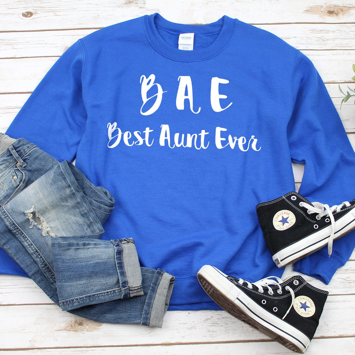 BAE Best Aunt Ever - Long Sleeve Heavy Crewneck Sweatshirt