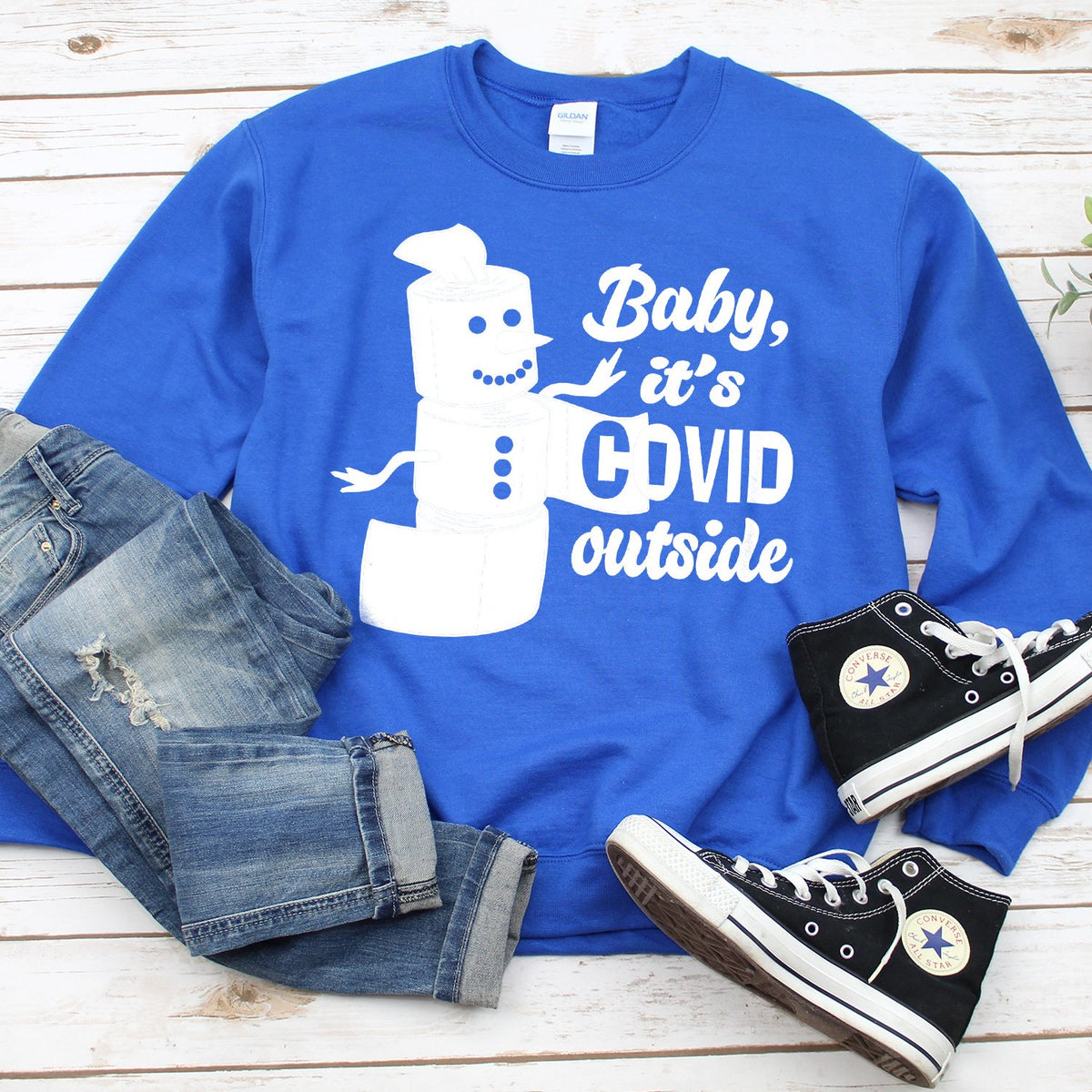 Baby It&#39;s Covid Outside - Long Sleeve Heavy Crewneck Sweatshirt
