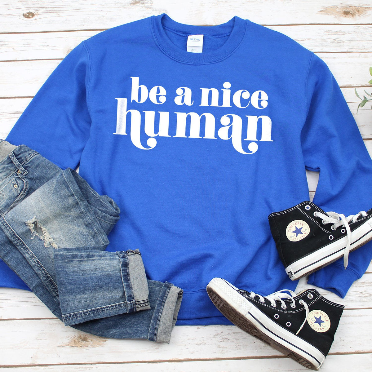 Be A Nice Human - Long Sleeve Heavy Crewneck Sweatshirt
