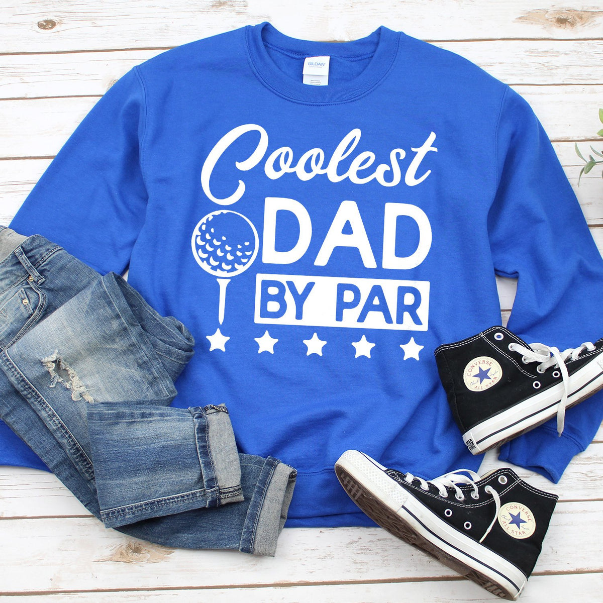 Coolest Dad By Par - Long Sleeve Heavy Crewneck Sweatshirt