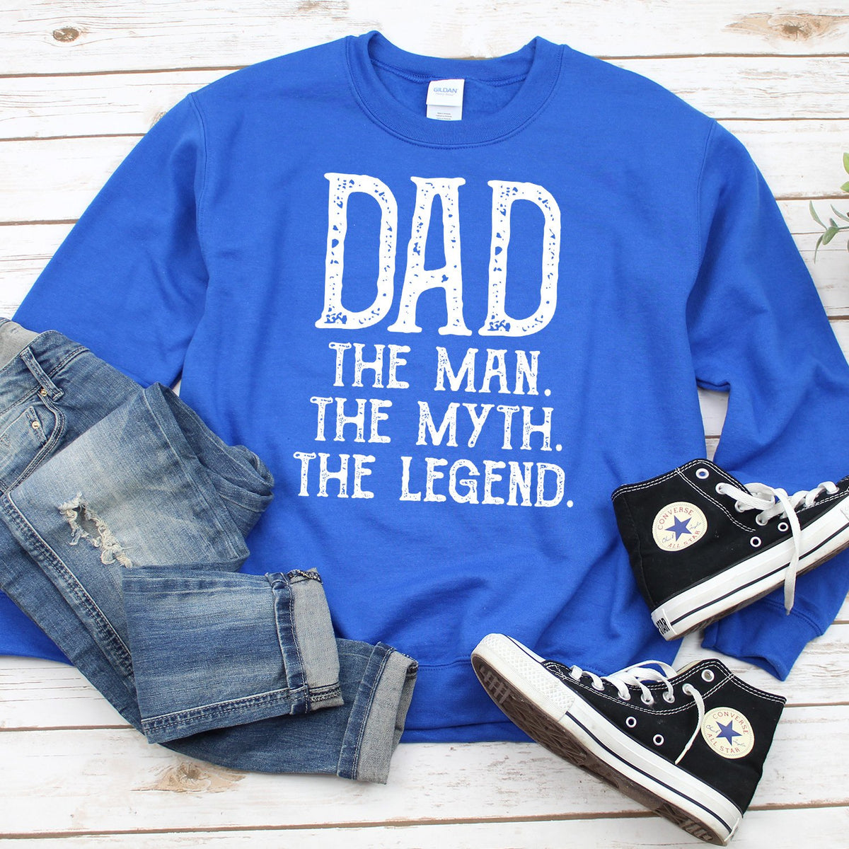 DAD The Man The Myth The Legend - Long Sleeve Heavy Crewneck Sweatshirt