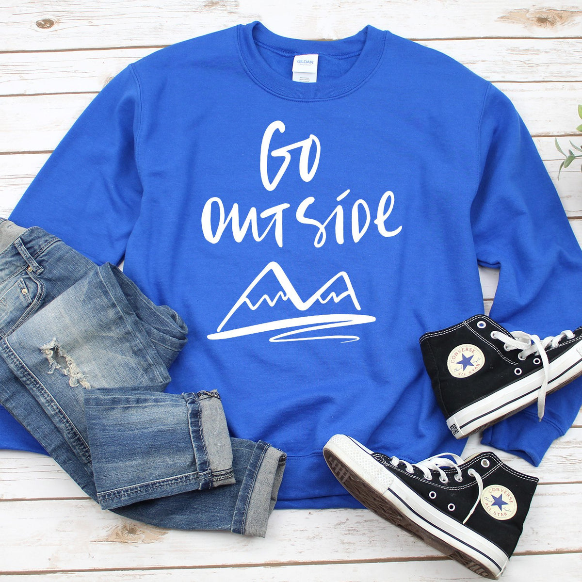 Go Outside - Long Sleeve Heavy Crewneck Sweatshirt