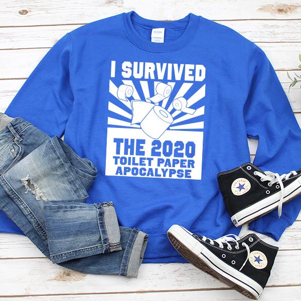 I Survived 2020 Toilet Paper Apocalypse - Long Sleeve Heavy Crewneck Sweatshirt
