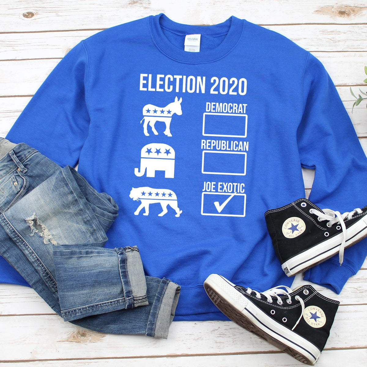 Joe Exotic Election 2020 - Long Sleeve Heavy Crewneck Sweatshirt