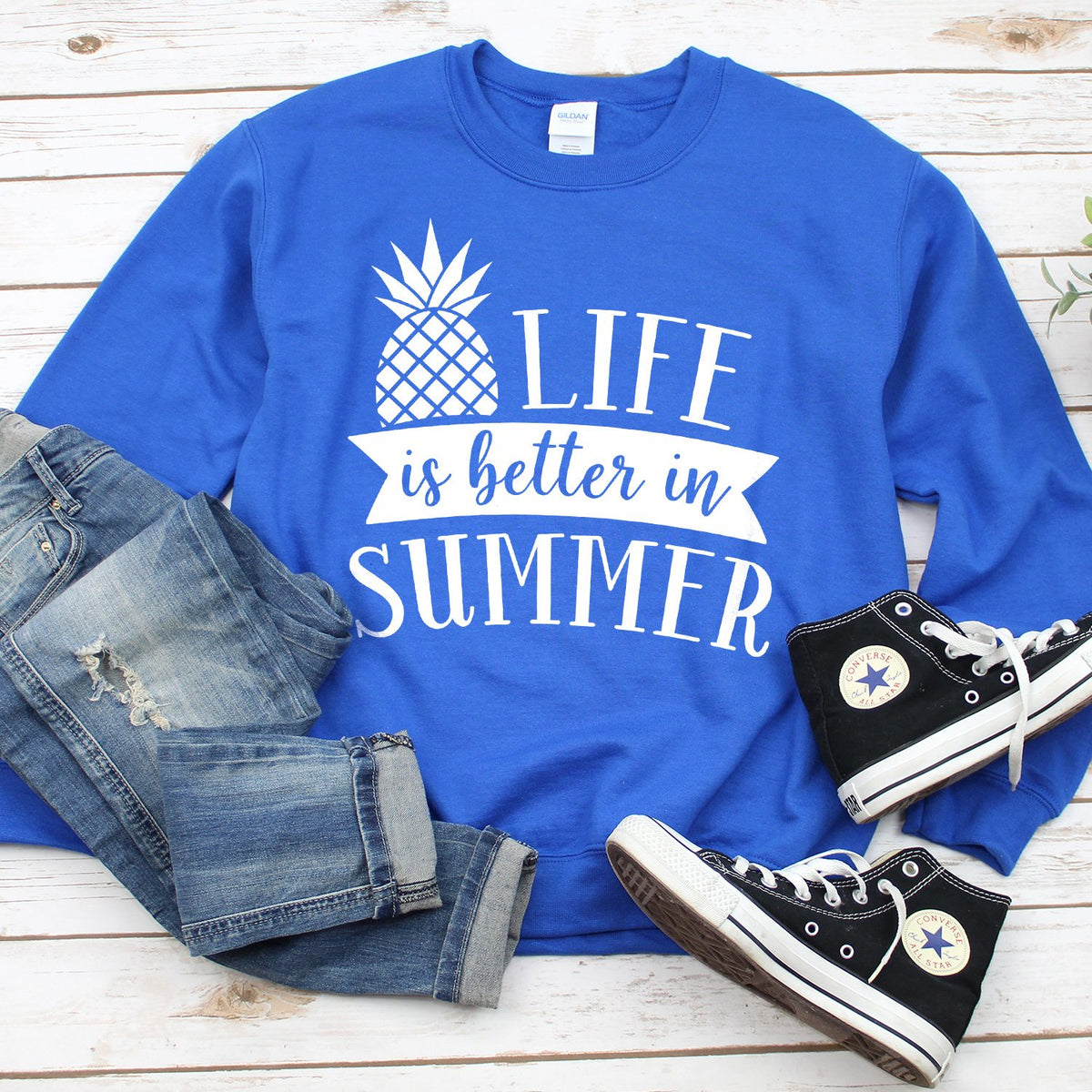 Life is Better in Summer - Long Sleeve Heavy Crewneck Sweatshirt