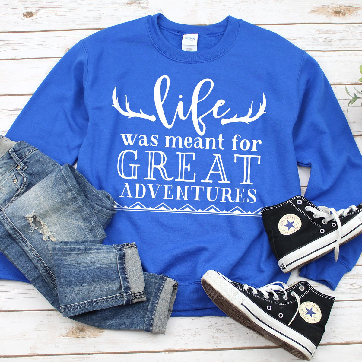 Life Was Meant For Great Adventure - Long Sleeve Heavy Crewneck Sweatshirt