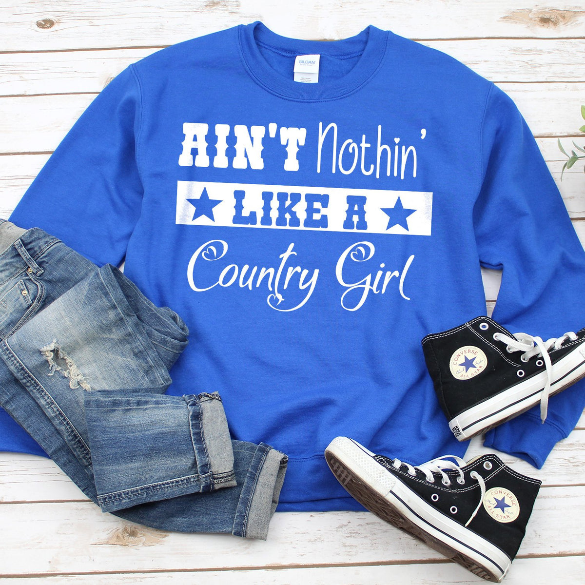 Ain&#39;t Nothin&#39; Like A Country Girl - Long Sleeve Heavy Crewneck Sweatshirt