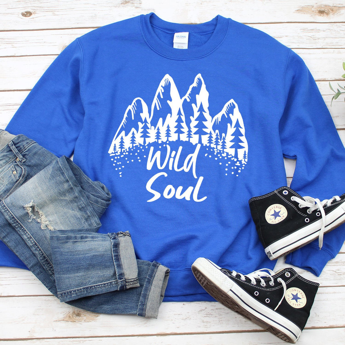 Mountain Wild Soul - Long Sleeve Heavy Crewneck Sweatshirt