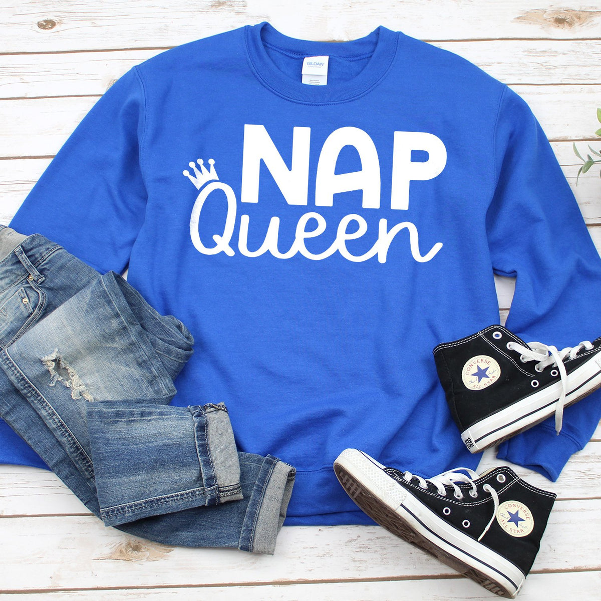 Nap Queen - Long Sleeve Heavy Crewneck Sweatshirt